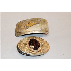 Lot Of Two Buckles, One Is Western Nickel Silver