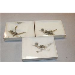 Lot Of Three Pewter Roadrunner Necklaces