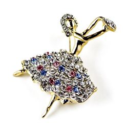 Beautiful Crystal Ballerina Dancer Brooch