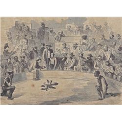 Antique PRINT scene Sunday Amusements
