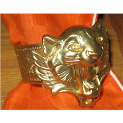 Art Nouveau Panther Tiger Brass Bracelet