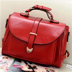 Fashion Retro Messenger Red Leather Bag