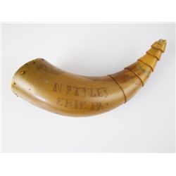 Engraved Eire, PA powder horn, dated 1861