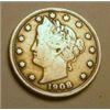 Image 1 : 1908 LIBERTY "V" NICKEL RED BOOK VALUE IS $7.00+ *NICE EARLY FINE GRADE*!!