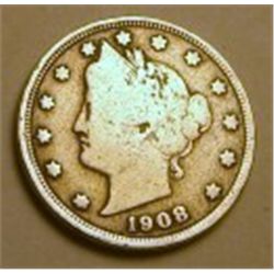 1908 LIBERTY "V" NICKEL RED BOOK VALUE IS $3.00+ *NICE EARLY VERY GOOD GRADE*!!