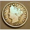 Image 1 : 1908 LIBERTY "V" NICKEL RED BOOK VALUE IS $3.00+ *NICE EARLY VERY GOOD GRADE*!!