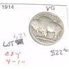 Image 2 : 1914 *RARE* BUFFALO NICKEL RED BOOK VALUE IS $22.00+ *NICE EARLY VERY GOOD GRADE NICKEL*!!