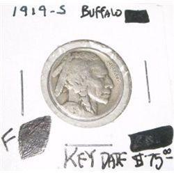 1919-S *RARE KEY DATE* BUFFALO NICKEL RED BOOK VALUE IS $75.00+ *NICE EARLY FINE GRADE NICKEL*!!