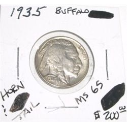 1935 *RARE MS-65* BUFFALO NICKEL RED BOOK VALUE IS $200.00+ *NICE EARLY MS-65 HIGH GRADE NICKEL*!!