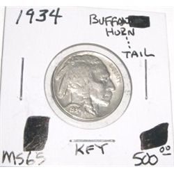 1934 *RARE KEY DATE MS-65* BUFFALO NICKEL RED BOOK VALUE IS $500.00+ *NICE EARLY MS-65 HIGH GRADE NI