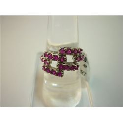 NATURAL 18.00 CTW RUBY RING .925 STERLING SILVER