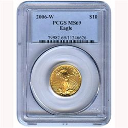 Certified Burnished American $10 Gold Eagle MS69 PCGS (