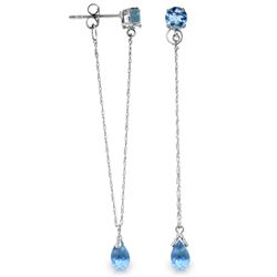 14k WG 3.15ct Blue Topaz Chandelier Earrings