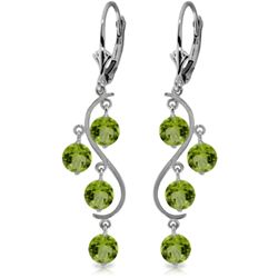 4.95ct ROUND Peridot Chandelier Earrings in 14k WG