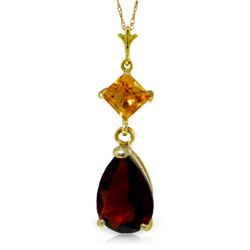 0.50ct Citrine & 1.50ct Garnet Drop Necklace in 14k YG