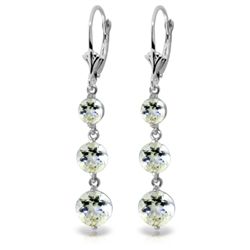 14k WG 3.90ct,2.10ct & 1.2ct ROUND Aquamarine Earring