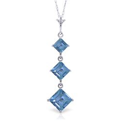 14K W. GOLD 1.15ct BLUE TOPAZ CHANDELIER NECKLACE