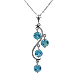 14k WG 2.25ct ROUND Blue Topaz Chandelier Necklace