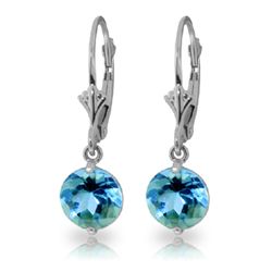 3.10ct Blue Topaz Dangle Earrings in 14k WHITE GOLD