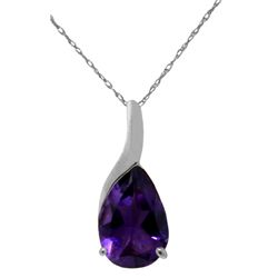 14k WHITE GOLD 5.0ct PEAR Amethyst Necklace