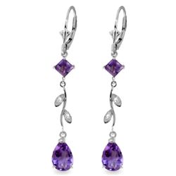 14K WG DIAMOND & 3.00ct & .95ct AMETHYST EARRING