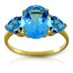 14K YELLOW GOLD 3.20ct NATURAL BLUE TOPAZ RING