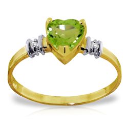 14K YELLOW GOLD .95ct PERIDOT & .03ct DIAMONDS RING