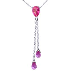 14K WHITE GOLD 2.00ct PINK TOPAZ NECKLACE