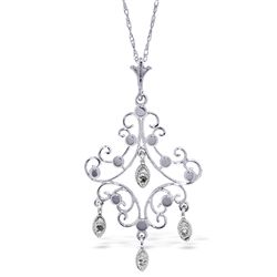 14K W. GOLD 0.02ct DIAMOND CHANDELIER NECKLACE