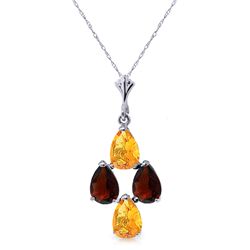 14K White Gold .75ct Garnet & .75ct Citrine Necklace
