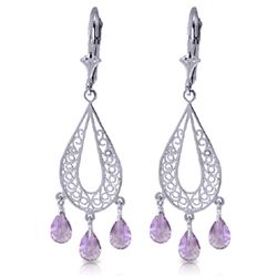 3.75ct Amethyst Teardrop Chandelier Earrings in 14k WG