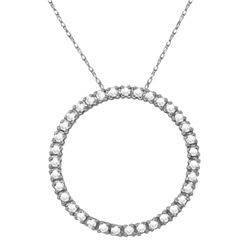 14k WG 0.52ct K-M, SI2 Diamond Circle Pendant Necklace