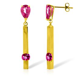 14k Yellow Gold Pink Topaz Chandelier Earrings