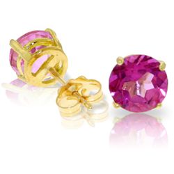 3.10ct Pink Topaz Stud Earrings in 14k Yellow Gold