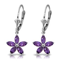 14k WG 2.80ct MARQUIS Amethyst Flower Earrings