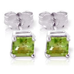 14k White Gold 0.95ct Peridot Stud Earrings