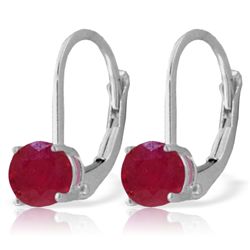 1.20ct Ruby Leverback Earrings in 14k WHITE GOLD