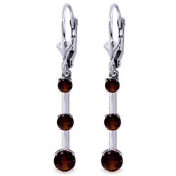 14k White Gold Garnet Graduated Earrings