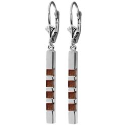 14K White Gold .70ct Princess Garnet Bar Earring