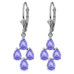 14K White Gold 4.50ct Pear Tanzanite Leverback Earring