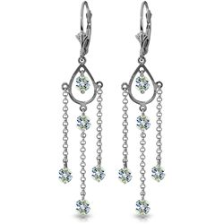 14k WG 3.0ct Aquamarine Long Drop Earrings
