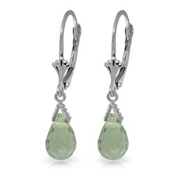 14k WG 5.00ct Green Amethyst Briolette Petite Earrings