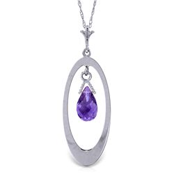 14k Gold 0.70ct Amethyst Oval Necklace
