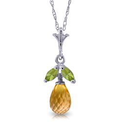 14k WG 1.50ct Citrine and .20ct Peridot Petite Necklace