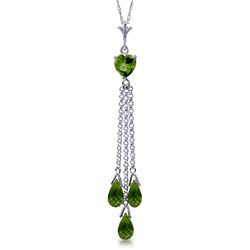 14K White Gold 3.45ct & 1.3ct Heart Peridot Necklace