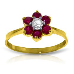 14k Solid Gold 0.15ct Diamond & Ruby Ring