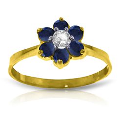14k Solid Gold 0.15ct Diamond & Sapphire Ring