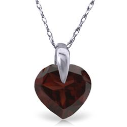 14K White Gold 1.15ct Heart Garnet Necklace