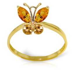 14k 1.80gr Solid Gold Citrine Butterfly Ring