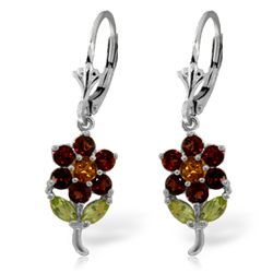 14k Solid Gold Citrine, Peridot & Garnet Earrings